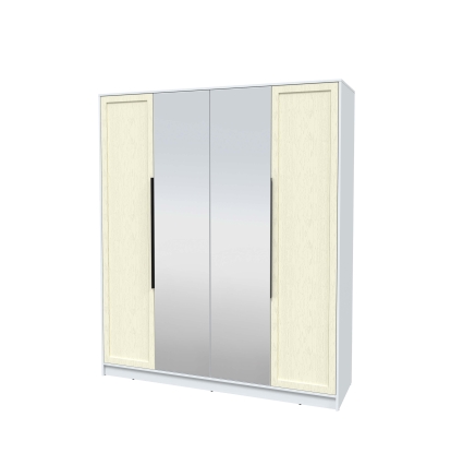 Шкаф распашной Тренд КТ-Ш4 (з) (Белый платинум ЛДСП/ Дуб снежный ЛМДФ) Ш1800 В2128 Г547